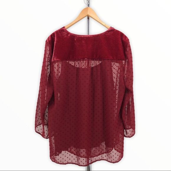 Style & Co. Garnet Swiss Dot Velvet Blouse & Cami - Picture 8 of 13